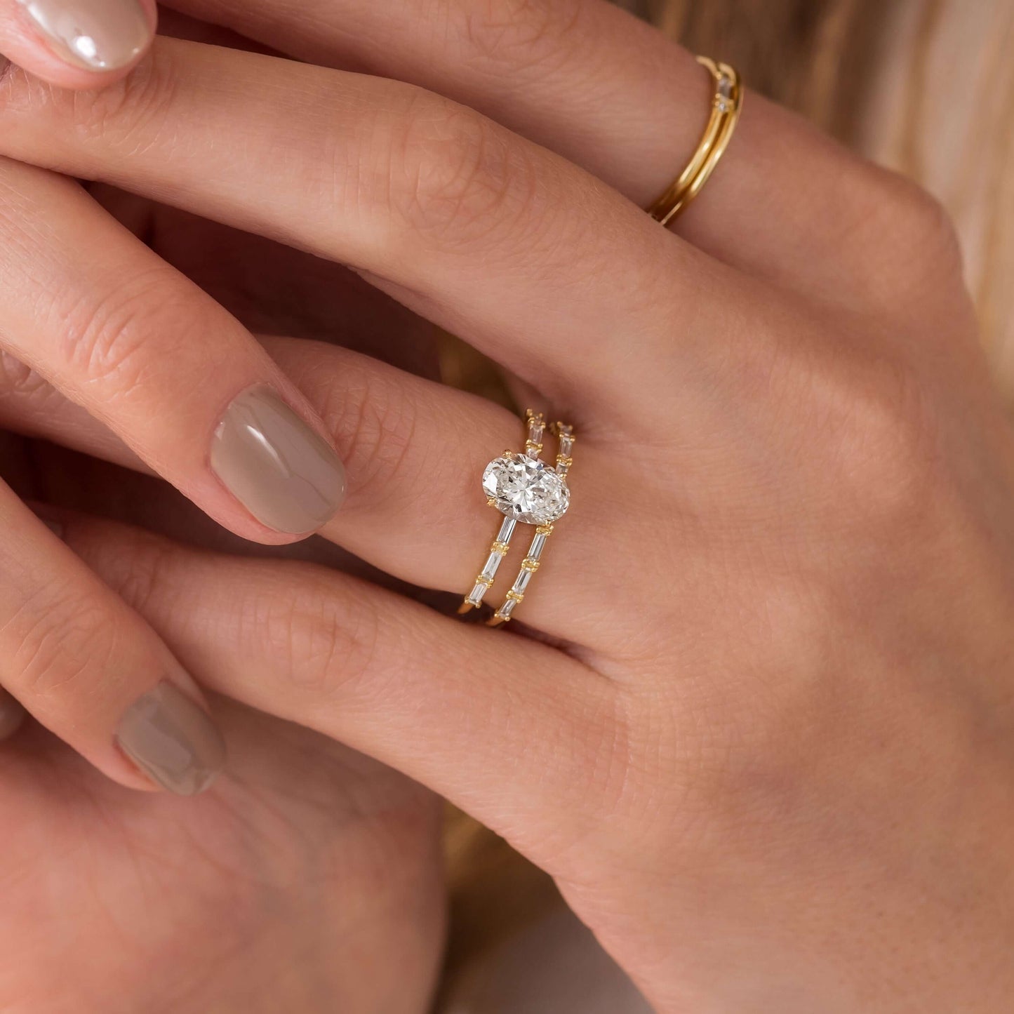 Pave-Oval Lab Grown Diamond Engagement Ring