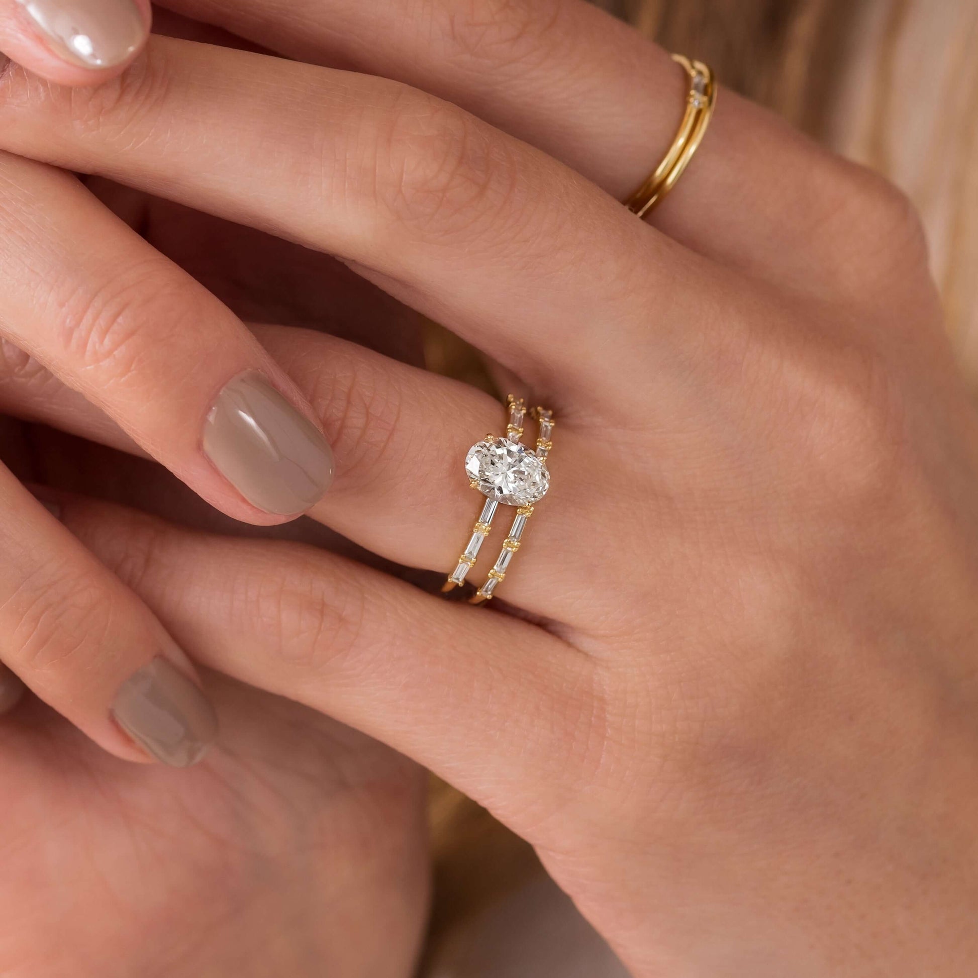 Pave-Oval Lab Grown Diamond Engagement Ring