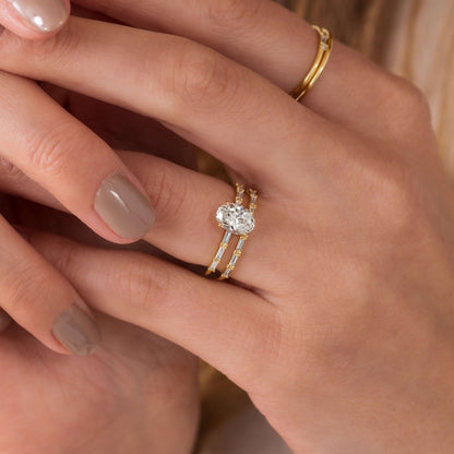 Pave-Oval Lab Grown Diamond Engagement Ring