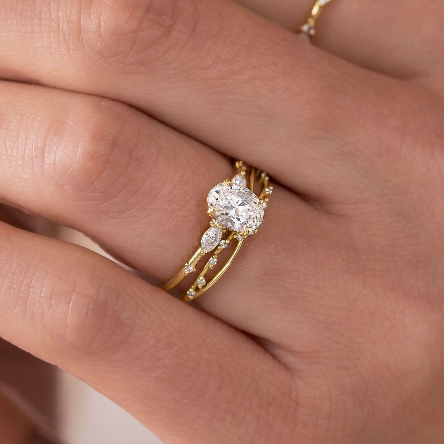 Cluster-Oval Lab Grown Diamond Engagement Ring