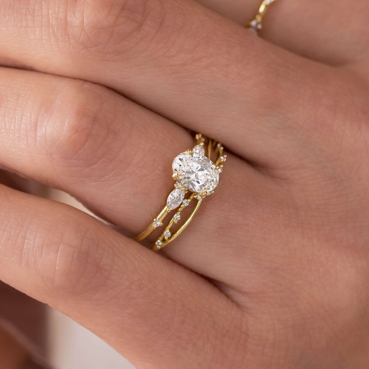 Cluster-Oval Lab Grown Diamond Engagement Ring