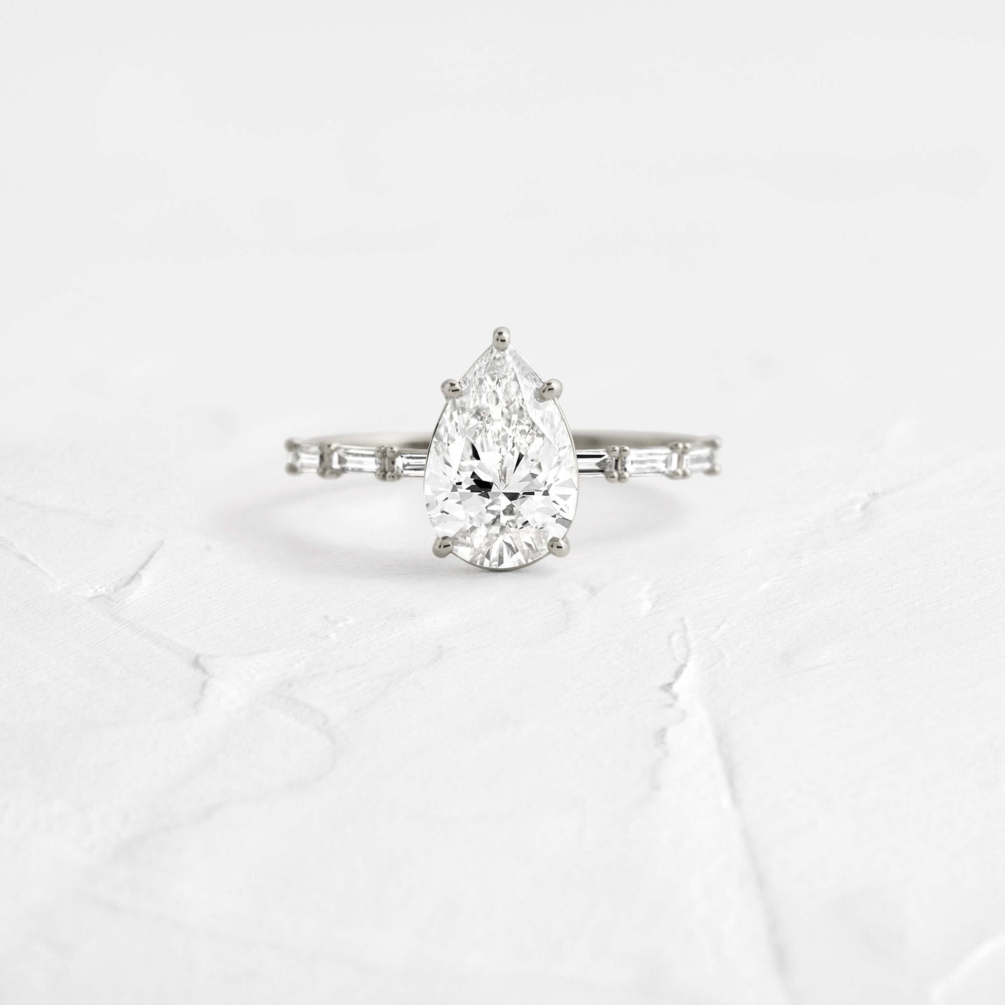 Pave-Pear Lab Grown Diamond Engagement Ring