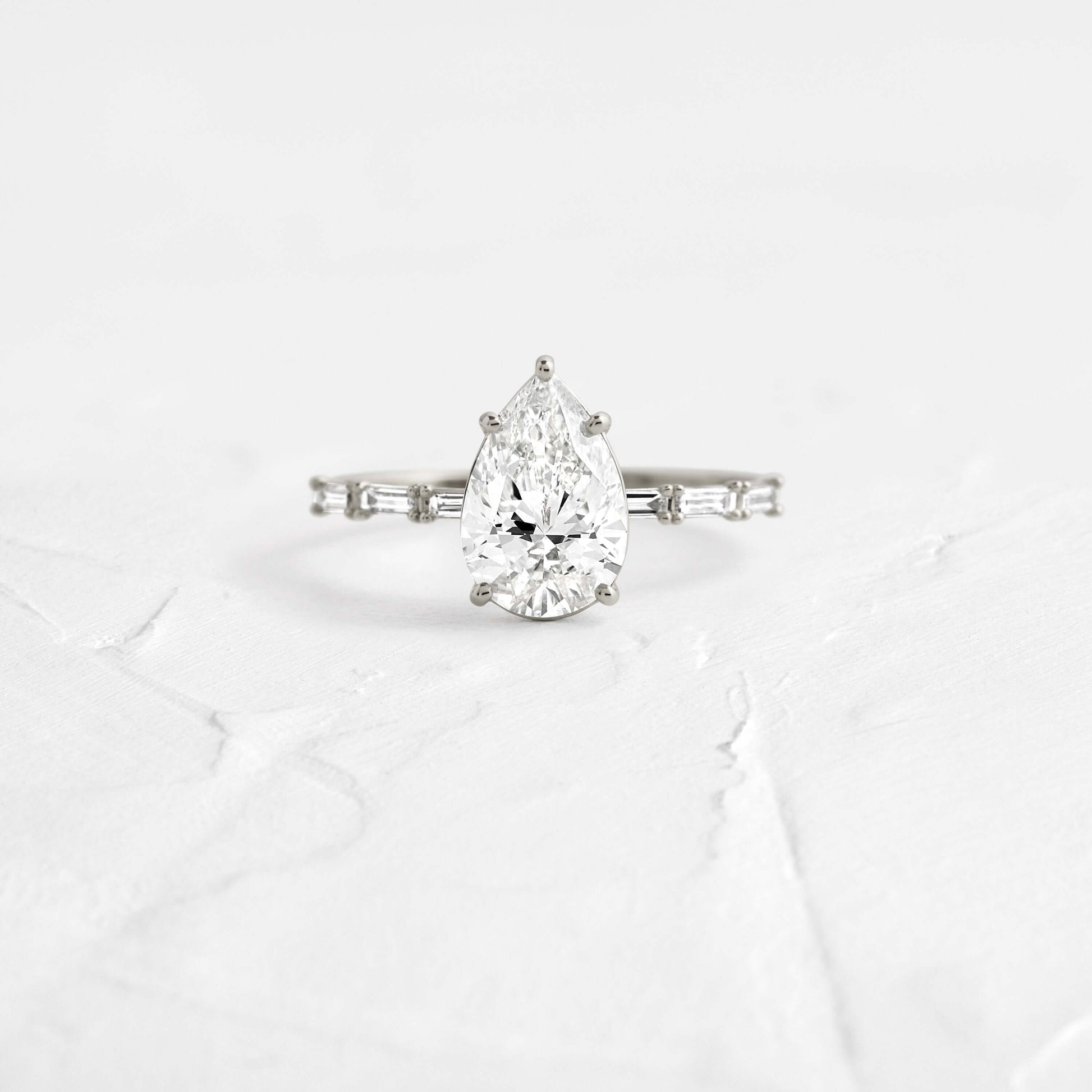 Pave-Pear Lab Grown Diamond Engagement Ring
