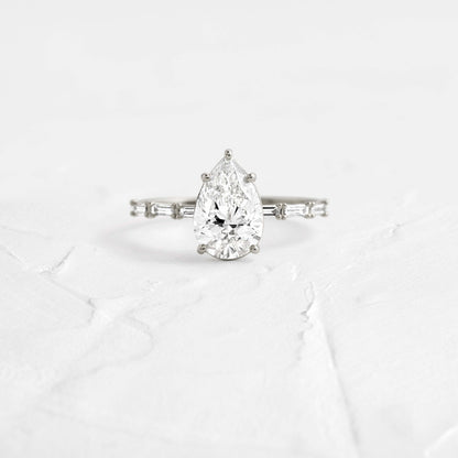 Pave-Pear Lab Grown Diamond Engagement Ring