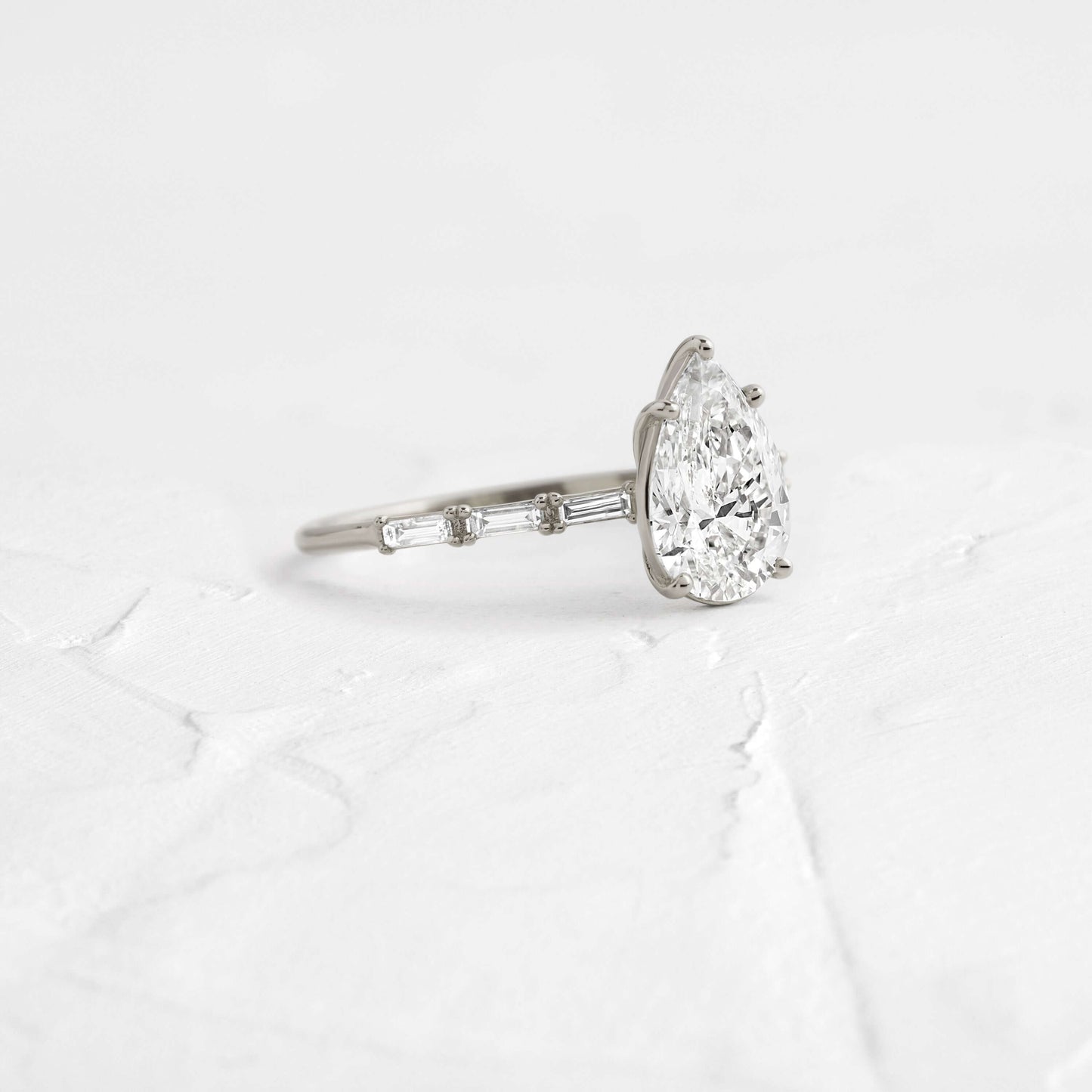 Pave-Pear Lab Grown Diamond Engagement Ring