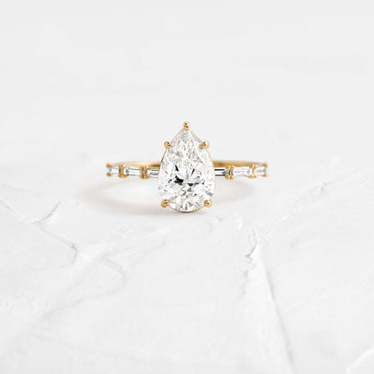 Pave-Pear Lab Grown Diamond Engagement Ring