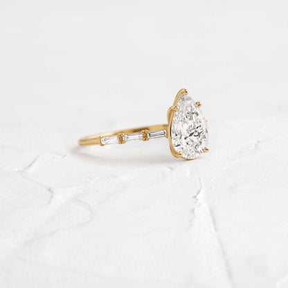 Pave-Pear Lab Grown Diamond Engagement Ring