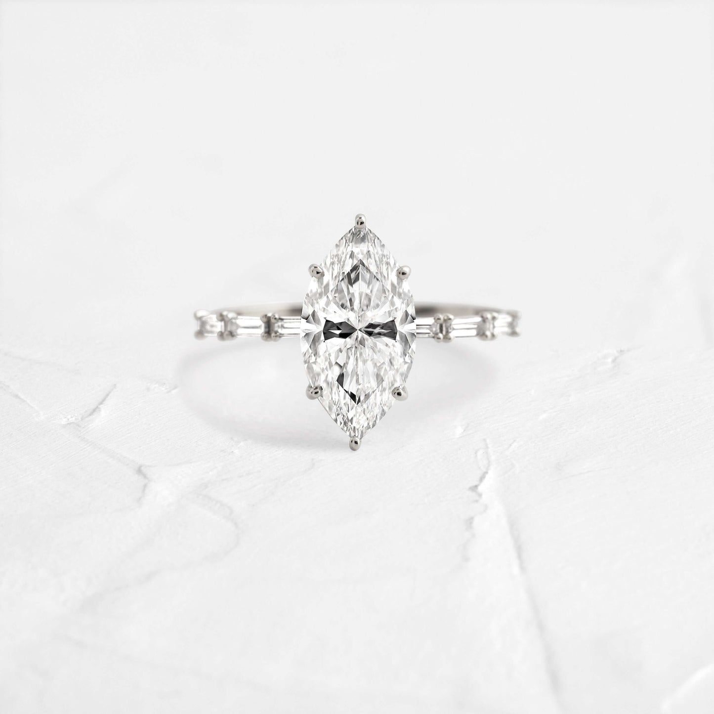 Pave-Marquise Lab Grown Diamond Engagement Ring