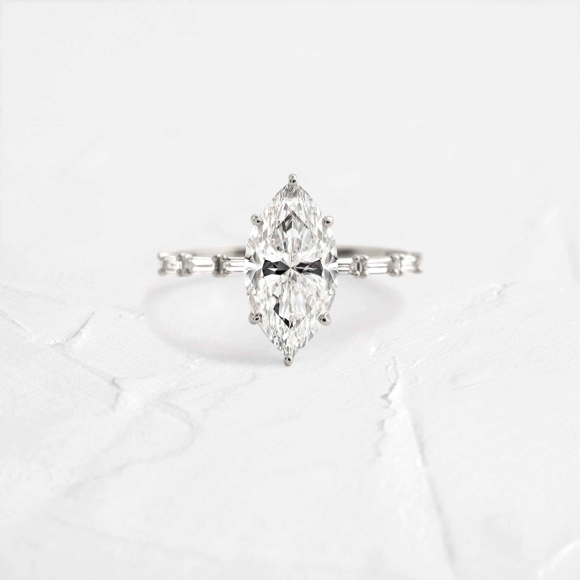 Pave-Marquise Lab Grown Diamond Engagement Ring