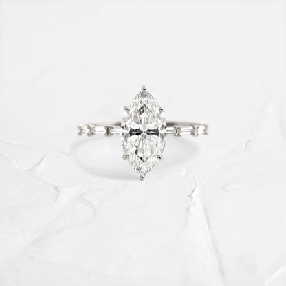 Pave-Marquise Lab Grown Diamond Engagement Ring