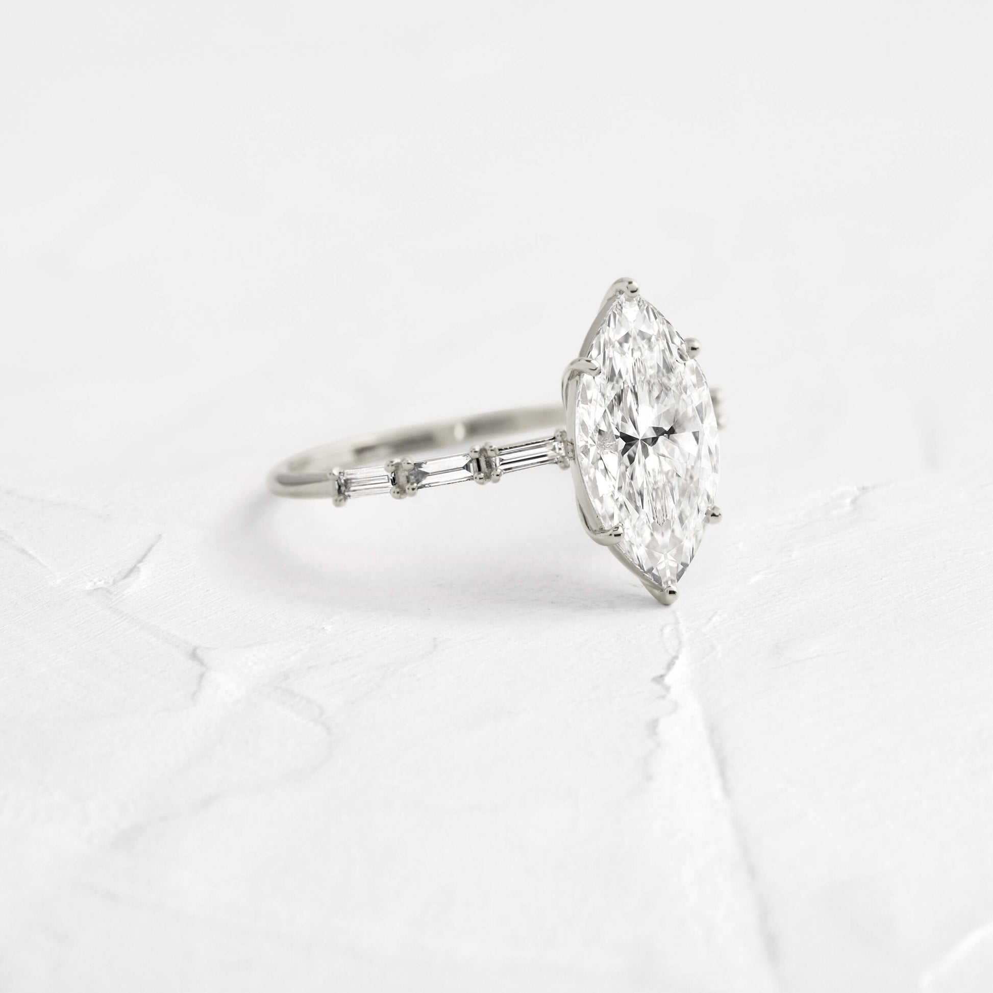 Pave-Marquise Lab Grown Diamond Engagement Ring