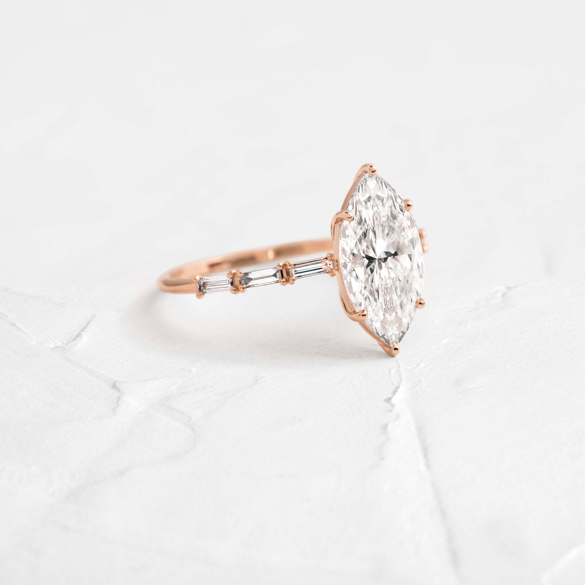 Pave-Marquise Lab Grown Diamond Engagement Ring