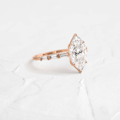 Pave-Marquise Lab Grown Diamond Engagement Ring