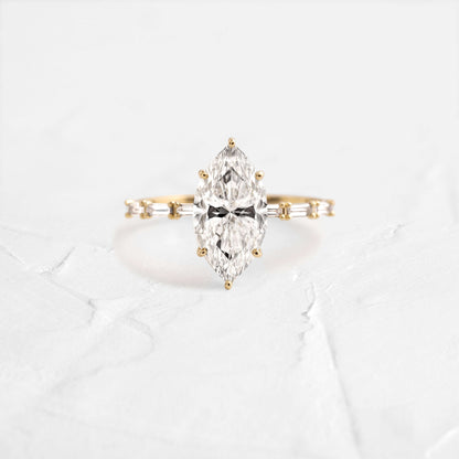 Pave-Marquise Lab Grown Diamond Engagement Ring