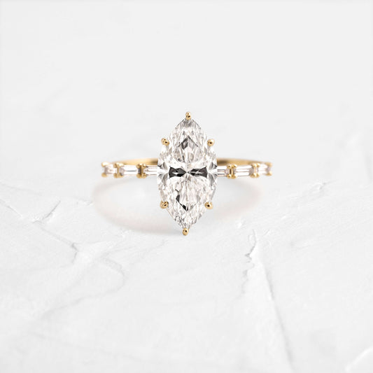 Pave-Marquise Lab Grown Diamond Engagement Ring