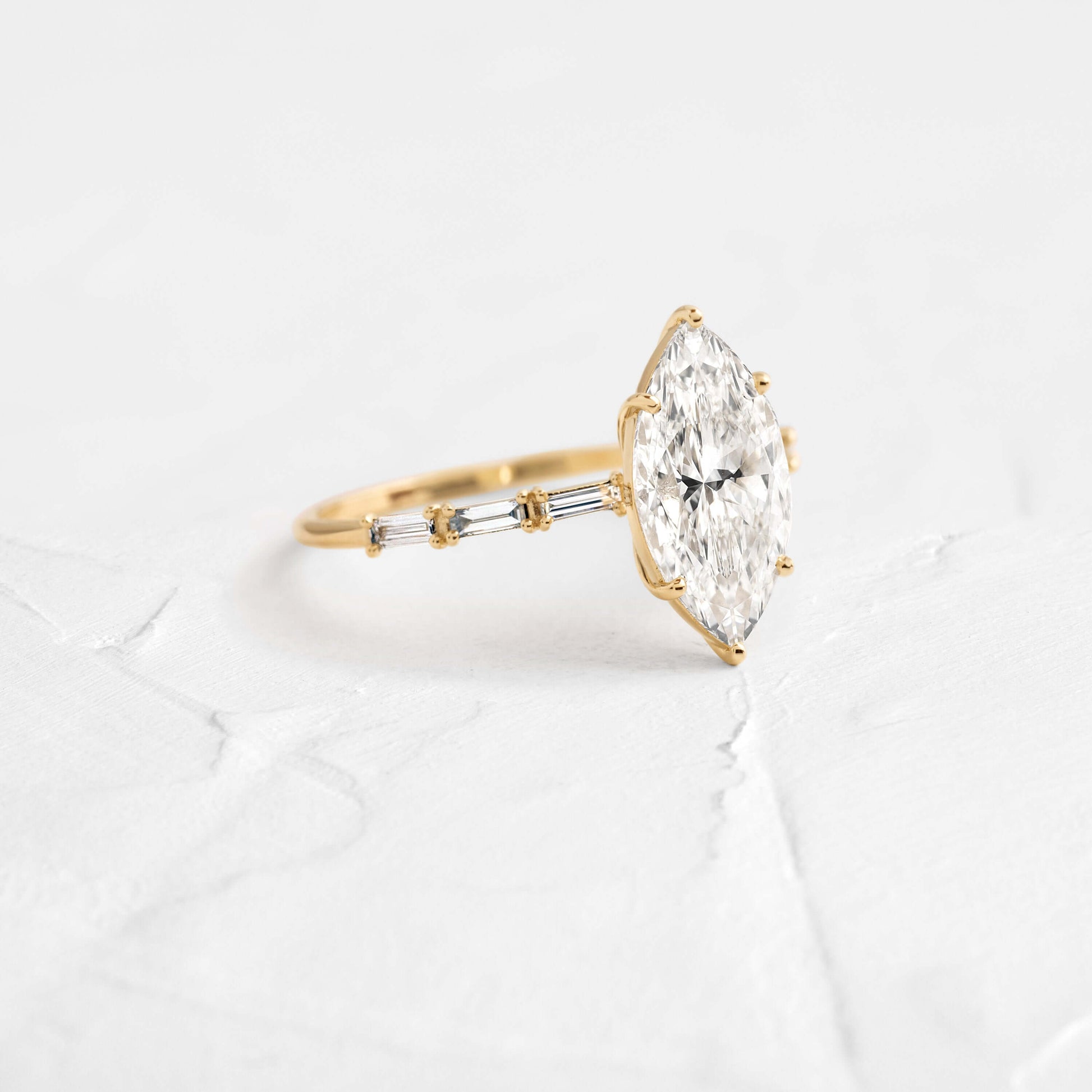 Pave-Marquise Lab Grown Diamond Engagement Ring