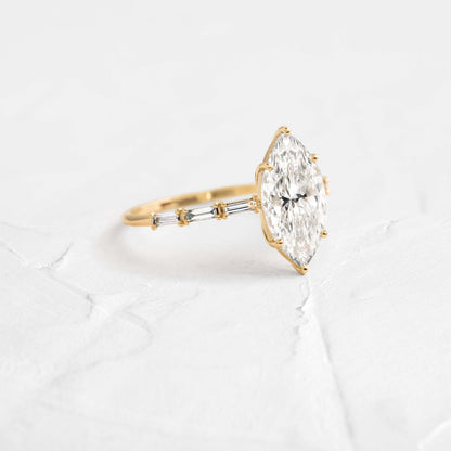 Pave-Marquise Lab Grown Diamond Engagement Ring