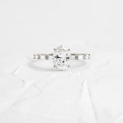 Pave-Oval Lab Grown Diamond Engagement Ring