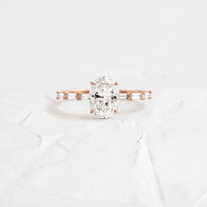 Pave-Oval Lab Grown Diamond Engagement Ring
