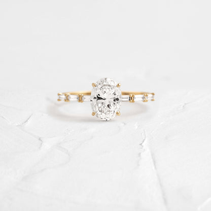 Pave-Oval Lab Grown Diamond Engagement Ring