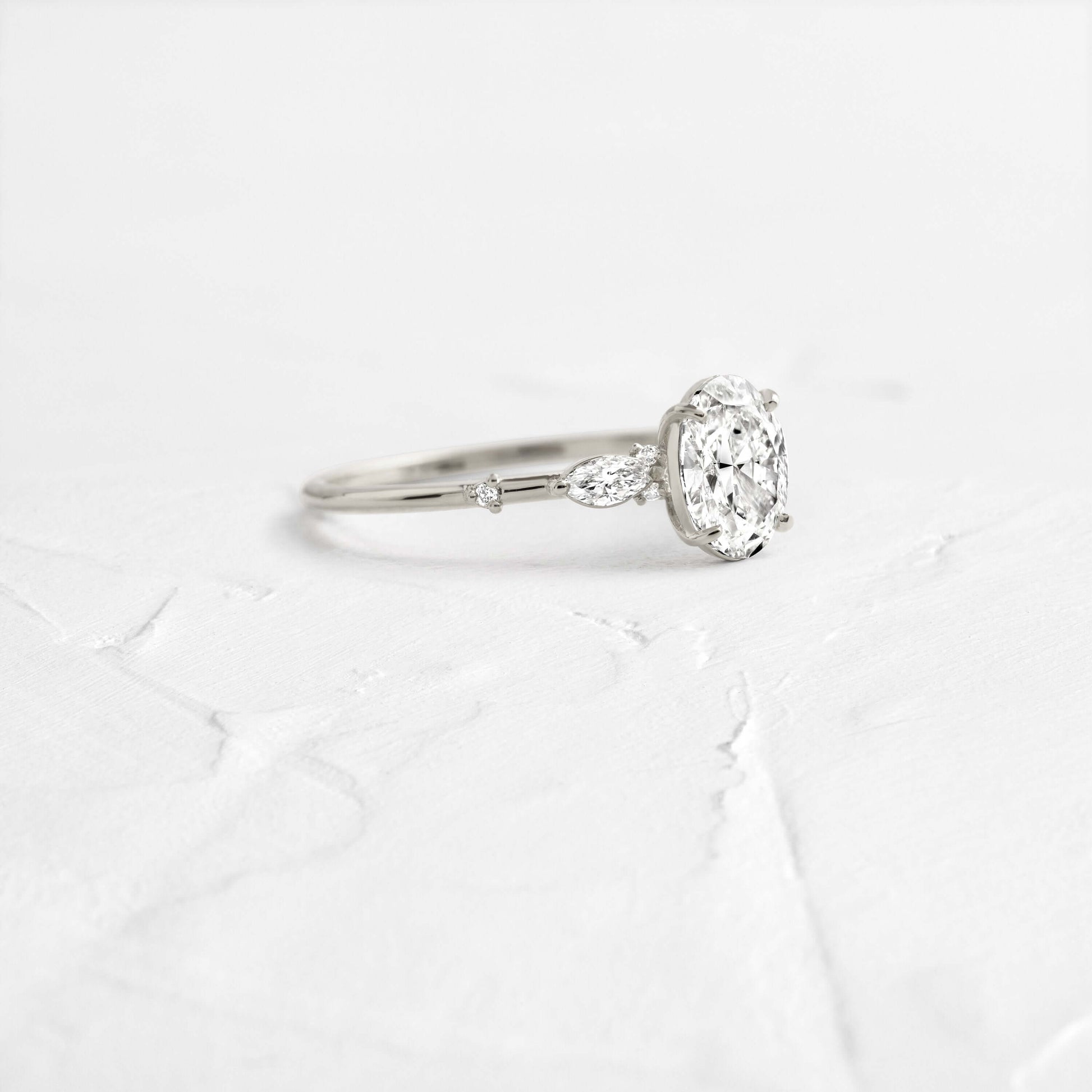 Cluster-Oval Lab Grown Diamond Engagement Ring
