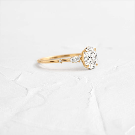 Cluster-Oval Lab Grown Diamond Engagement Ring