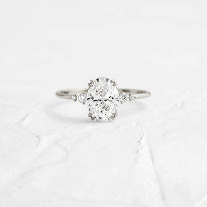 Cluster-Oval Lab Grown Diamond Engagement Ring