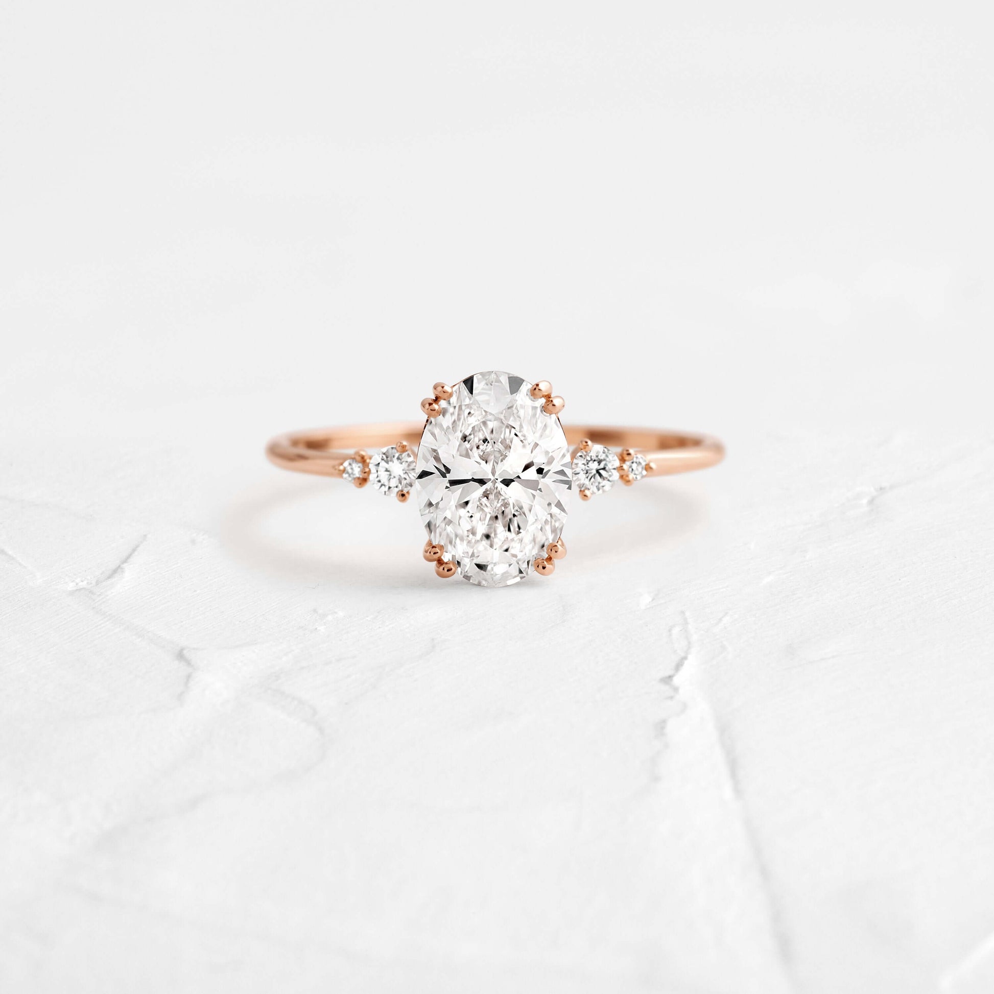 Cluster-Oval Lab Grown Diamond Engagement Ring