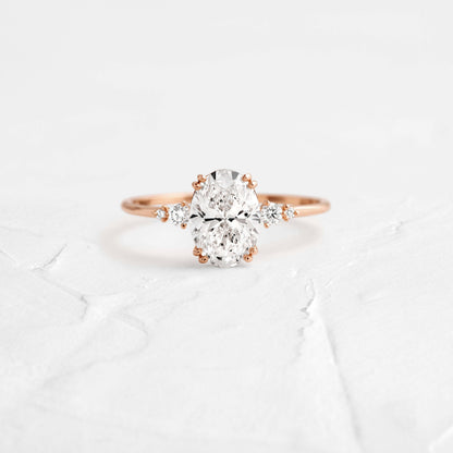 Cluster-Oval Lab Grown Diamond Engagement Ring