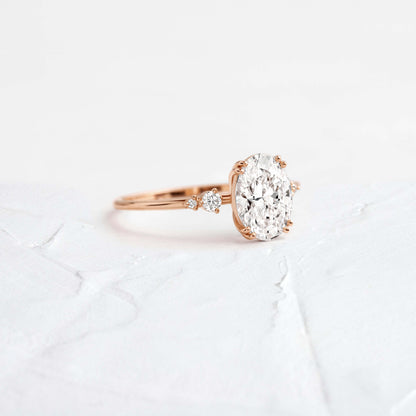 Cluster-Oval Lab Grown Diamond Engagement Ring