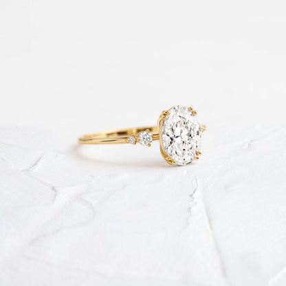 Cluster-Oval Lab Grown Diamond Engagement Ring