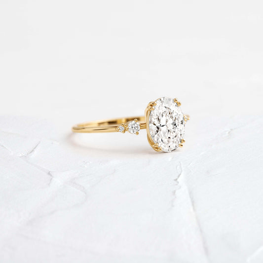 Cluster-Oval Lab Grown Diamond Engagement Ring