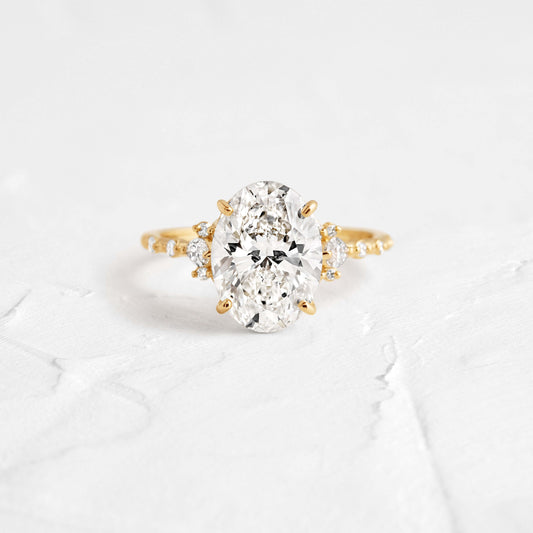 Cluster-Oval Lab Grown Diamond Engagement Ring