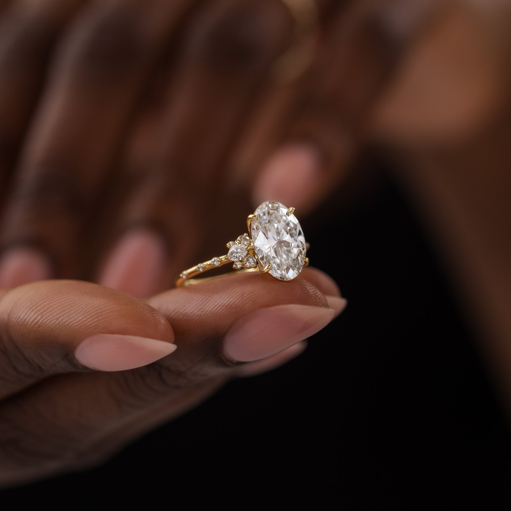Cluster-Oval Lab Grown Diamond Engagement Ring