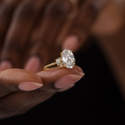 Cluster-Oval Lab Grown Diamond Engagement Ring