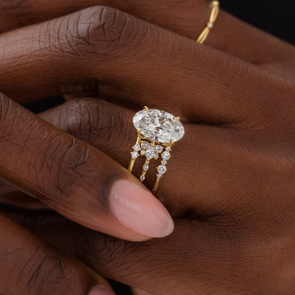 Cluster-Oval Lab Grown Diamond Engagement Ring