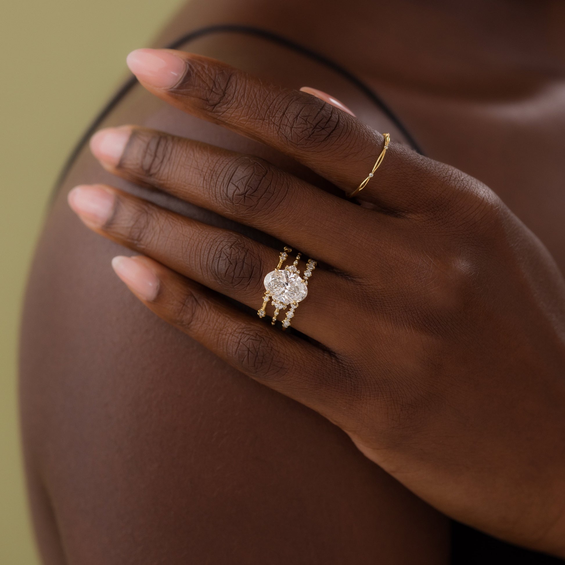 Cluster-Oval Lab Grown Diamond Engagement Ring