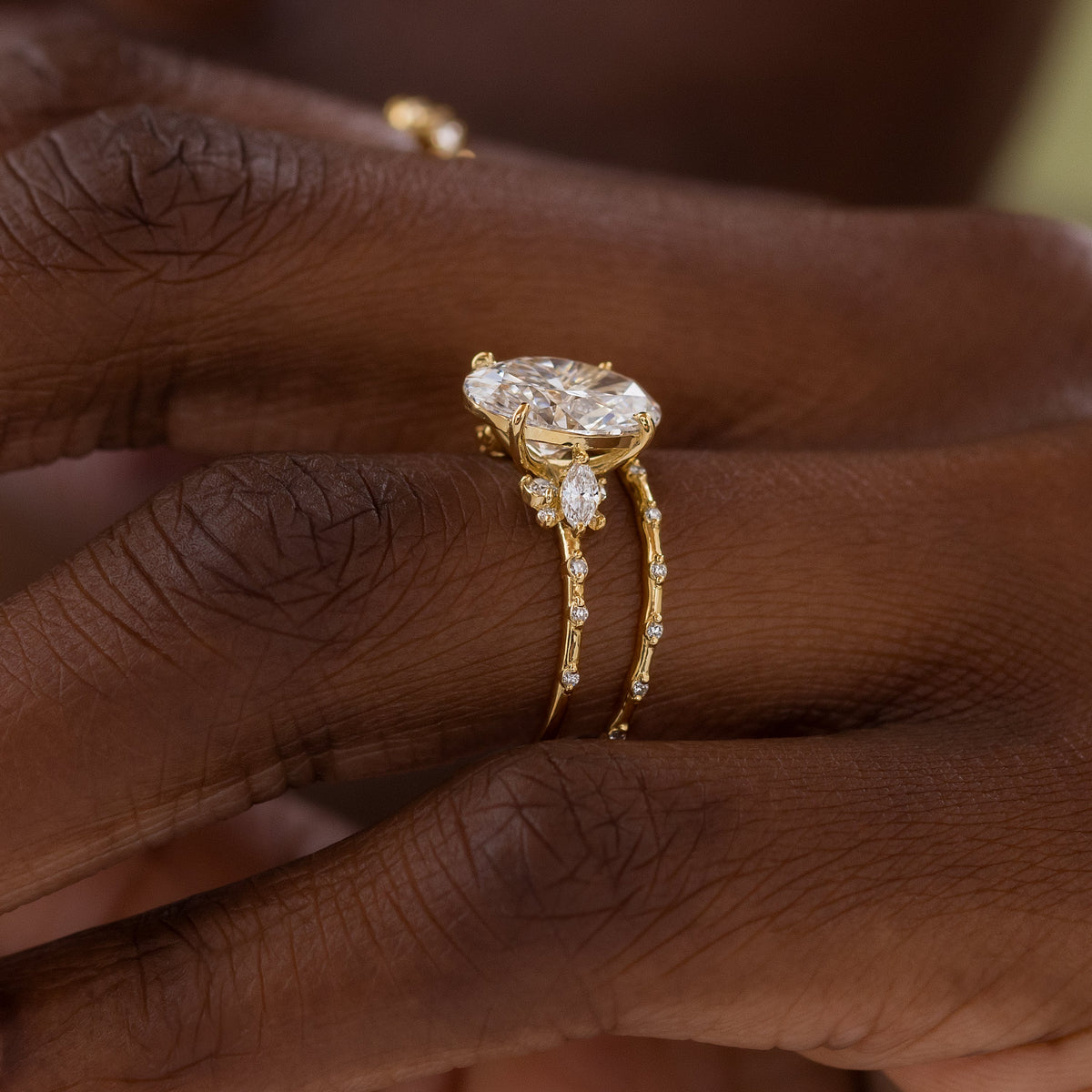 Cluster-Oval Lab Grown Diamond Engagement Ring