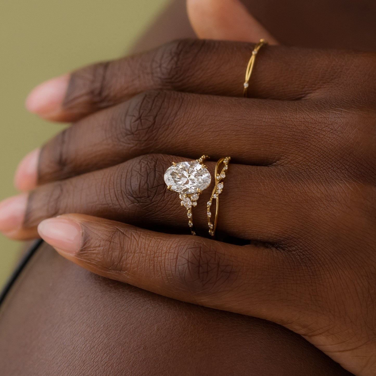 Cluster-Oval Lab Grown Diamond Engagement Ring