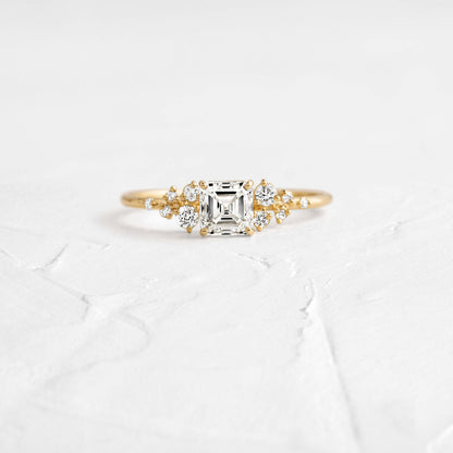 Cluster-Asscher Lab Grown Diamond Engagement Ring
