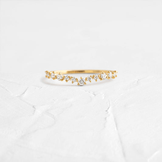 Chevron Half Eternity- 0.31 CT Round Lab Grown Diamond Wedding Band