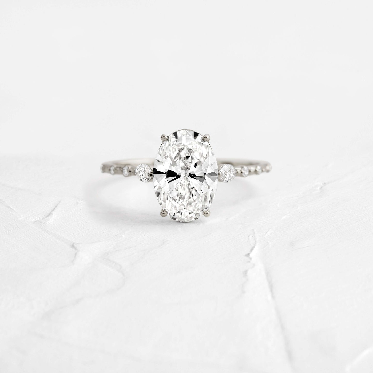 Three Stone & Dainty Pave-Oval Lab Grown Diamond Engagement Ring