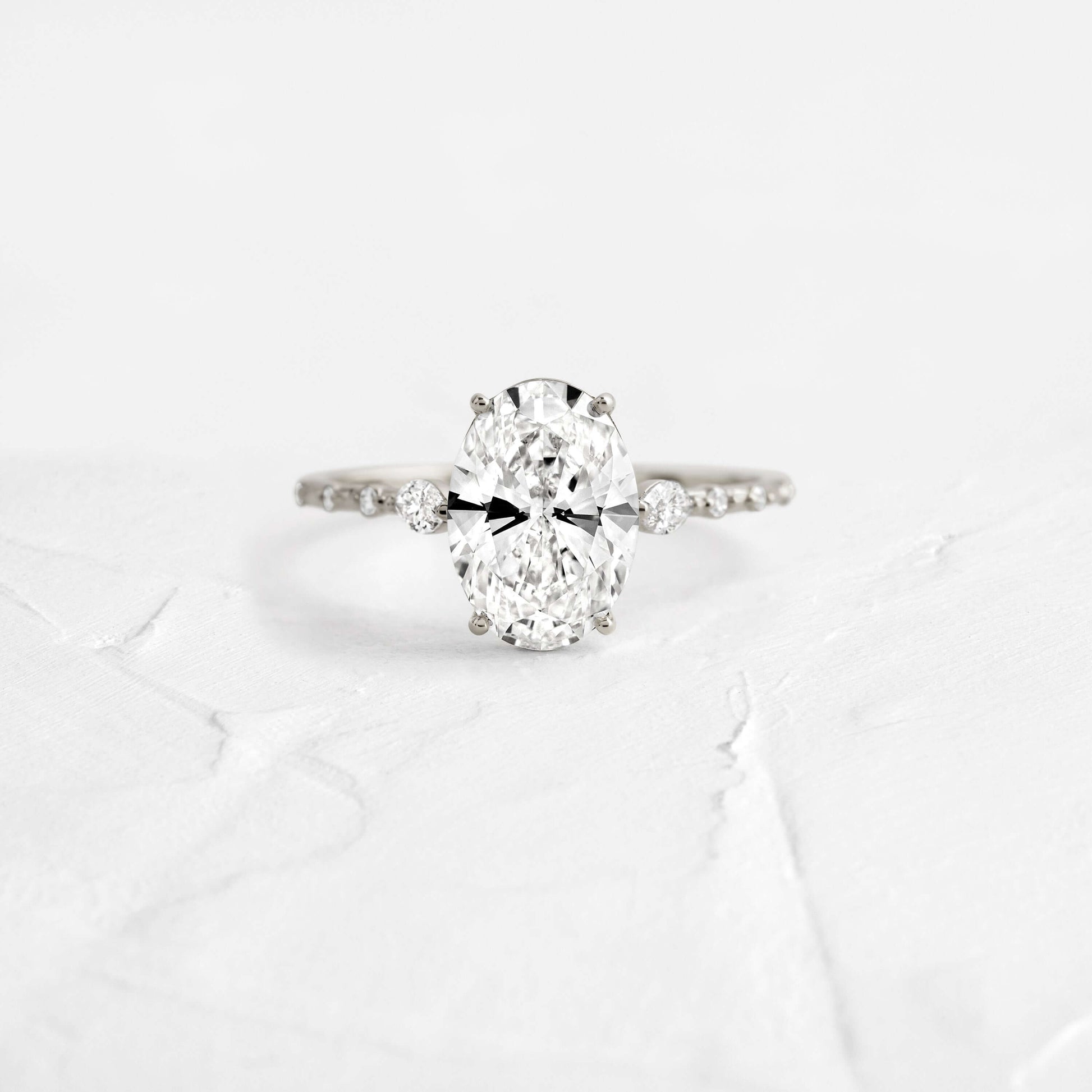 Three Stone & Dainty Pave-Oval Lab Grown Diamond Engagement Ring