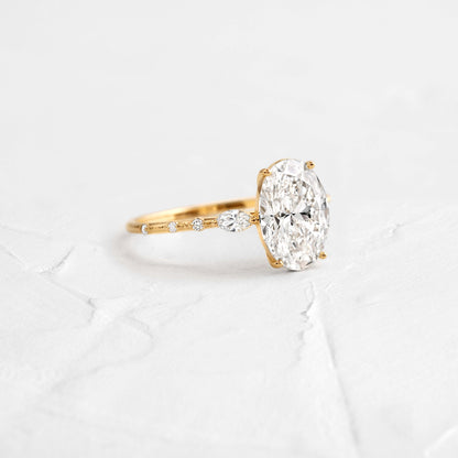 Three Stone & Dainty Pave-Oval Lab Grown Diamond Engagement Ring