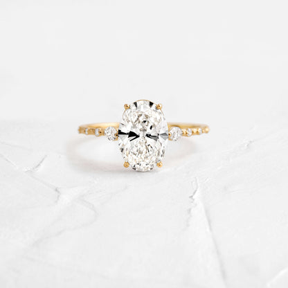 Three Stone & Dainty Pave-Oval Lab Grown Diamond Engagement Ring