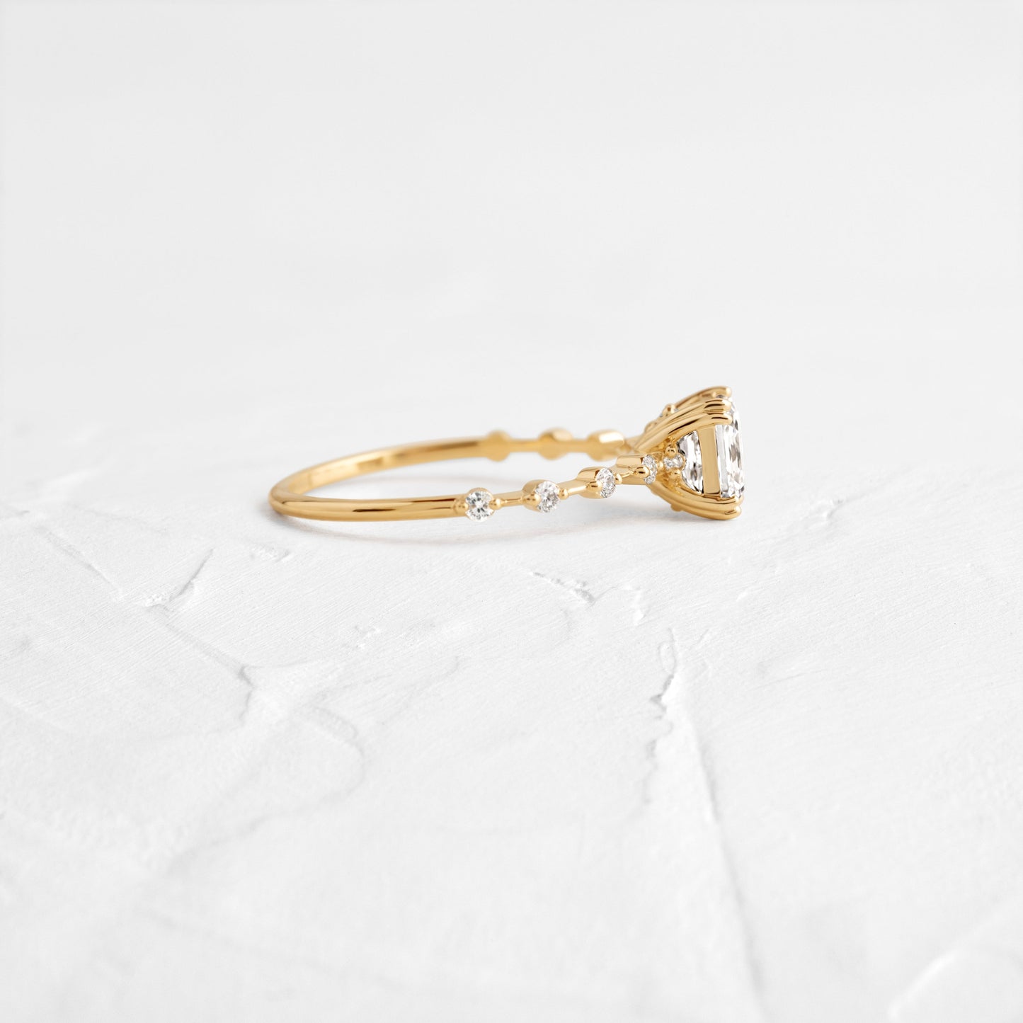 Dainty Pave-Asscher Lab Grown Diamond Engagement Ring