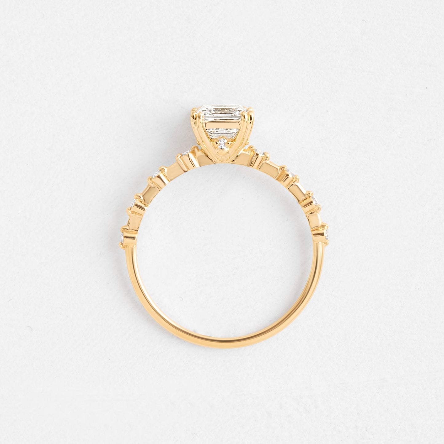 Dainty Pave-Asscher Lab Grown Diamond Engagement Ring