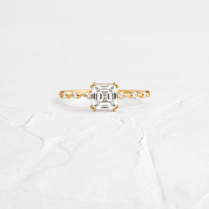 Dainty Pave-Asscher Lab Grown Diamond Engagement Ring