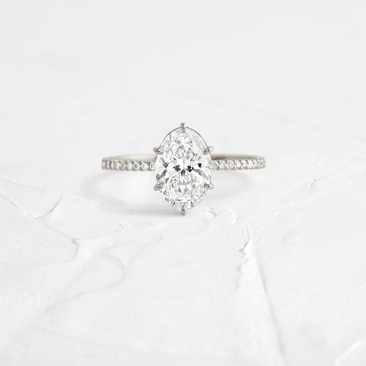 Pave- Oval Lab Grown Diamond Engagement Ring
