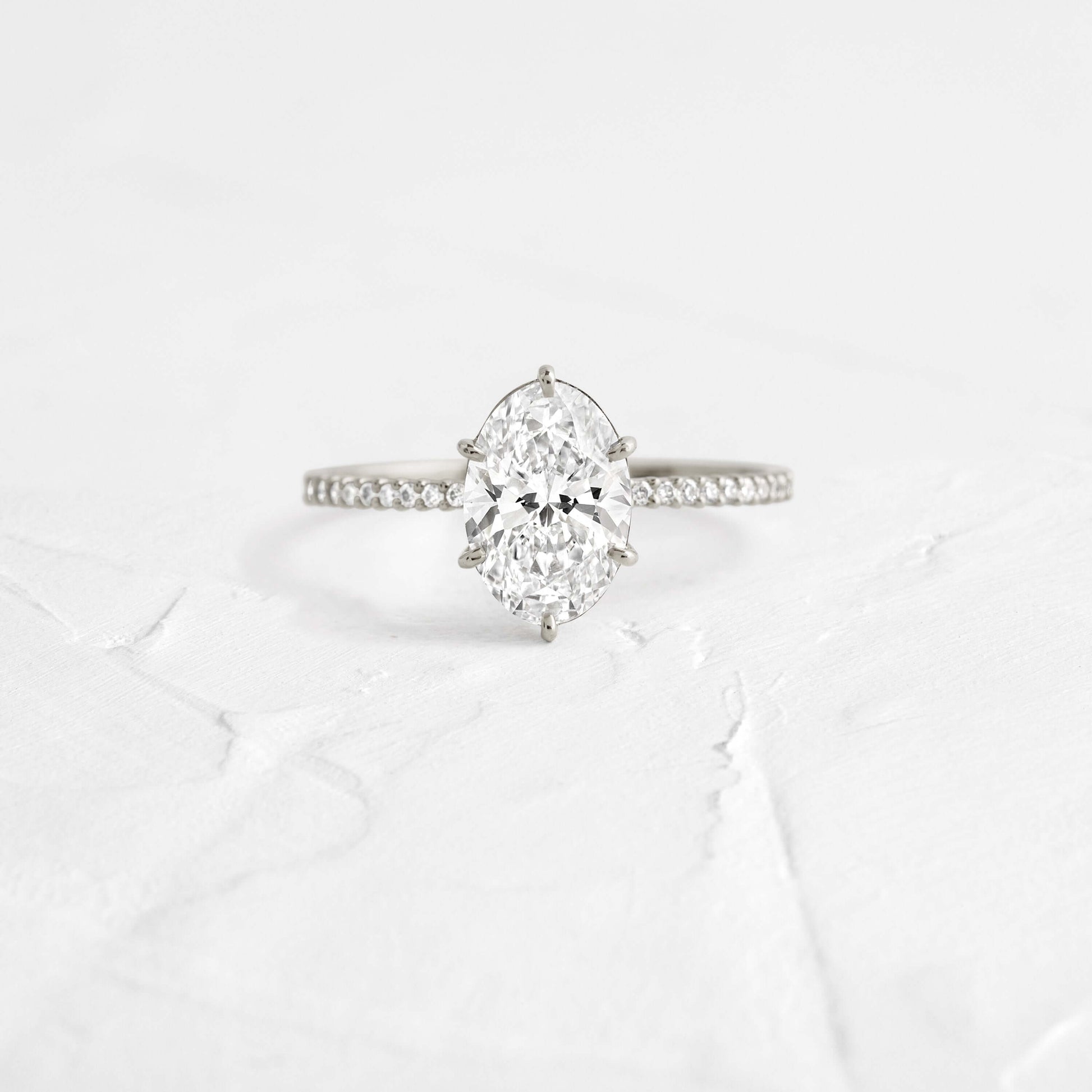 Pave- Oval Lab Grown Diamond Engagement Ring